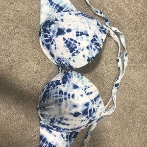 Blue tie dye bikini top.